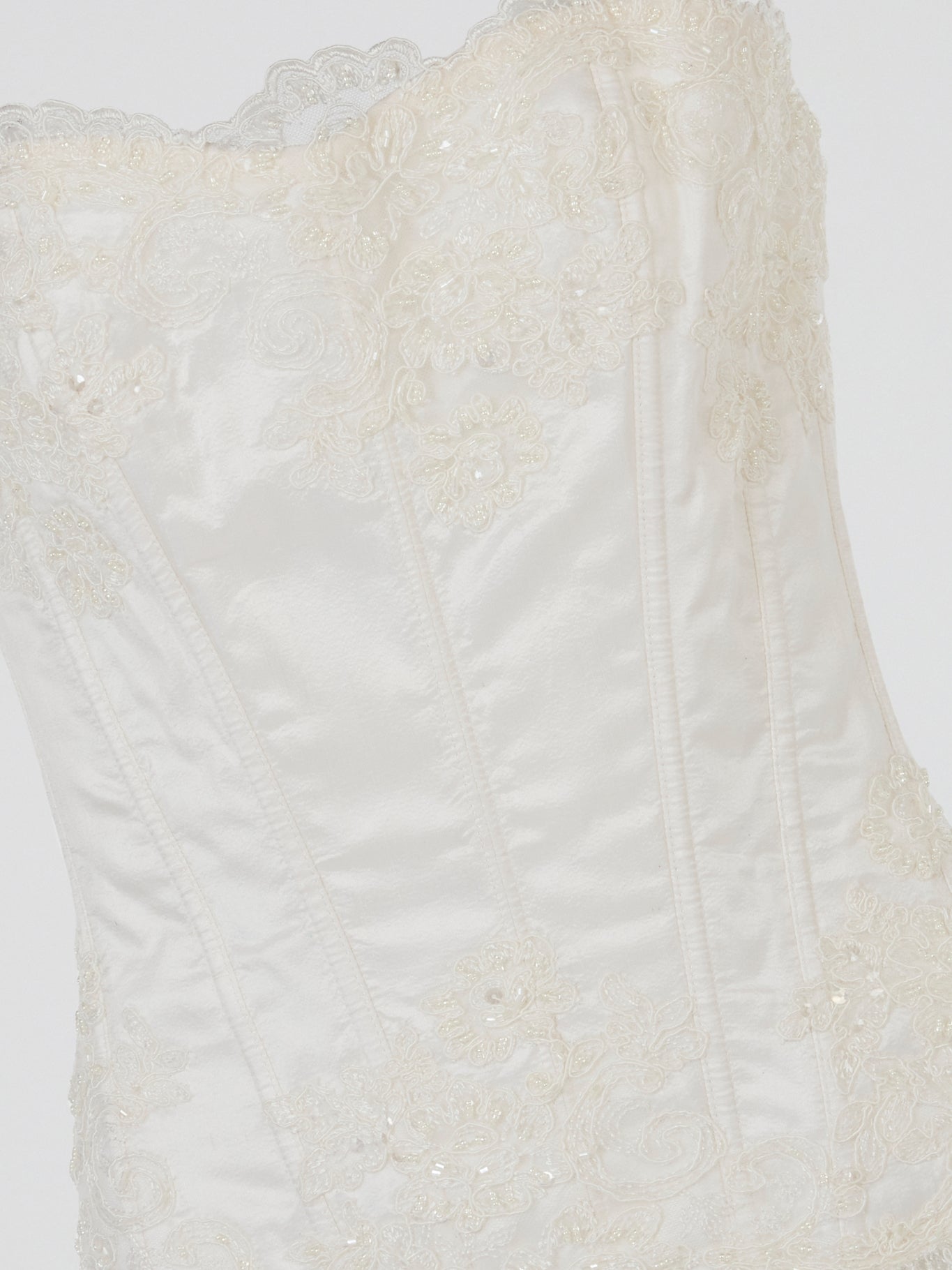 White Pearl Embroidered Corset Top