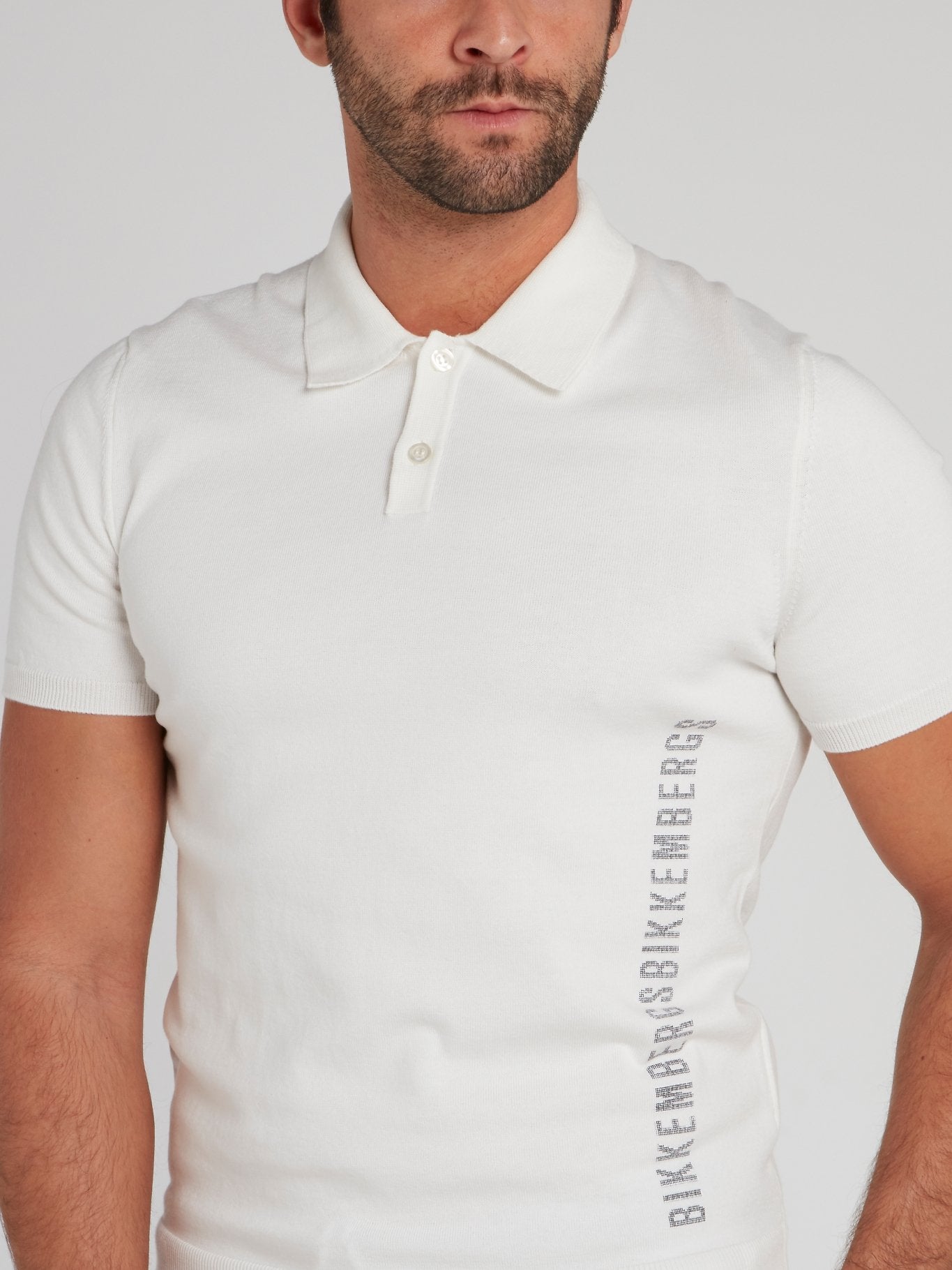 White Logo Knitted Polo Shirt