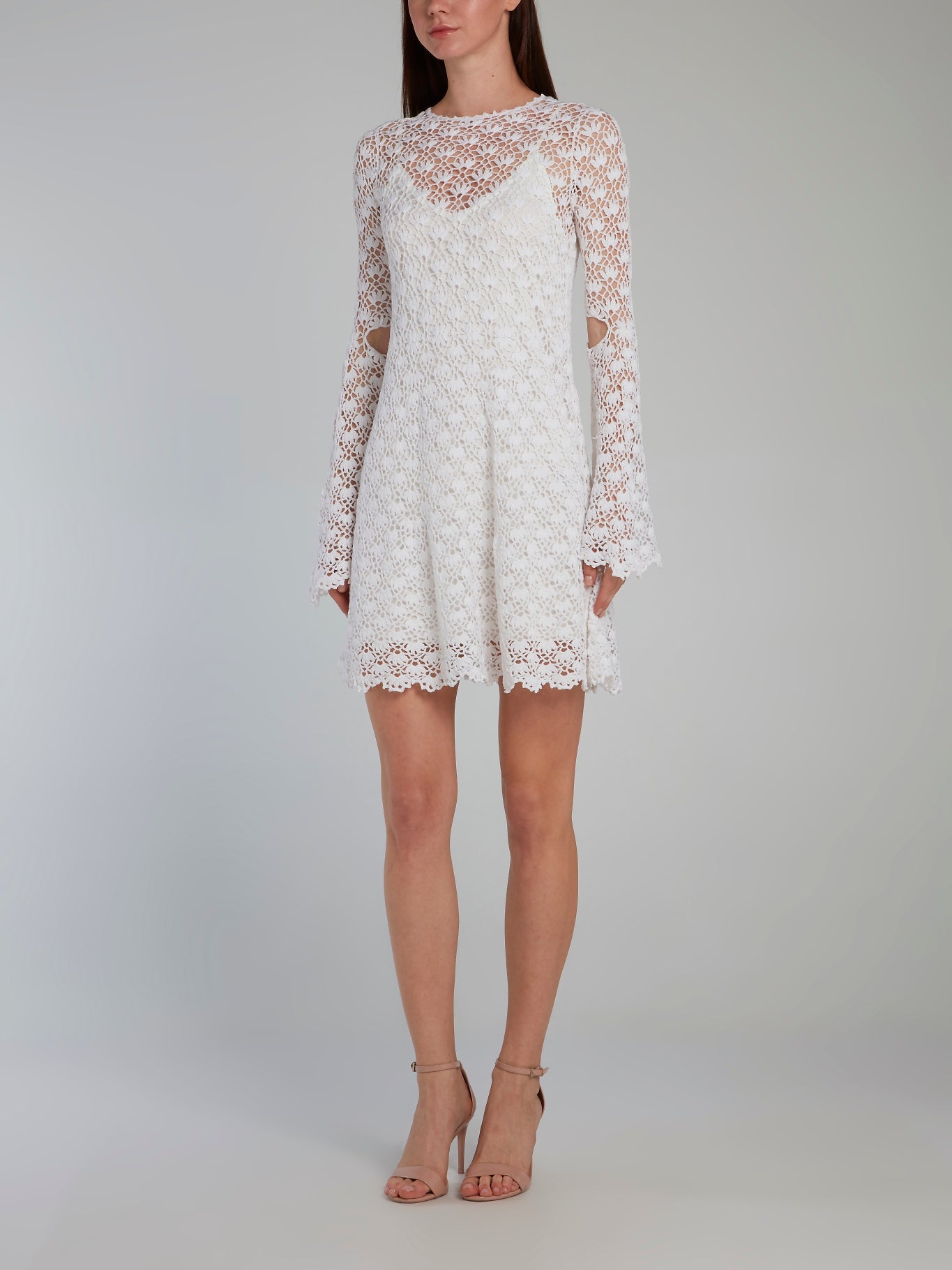 White Crochet Overlay Mini Dress – Maison-B-More Global Store
