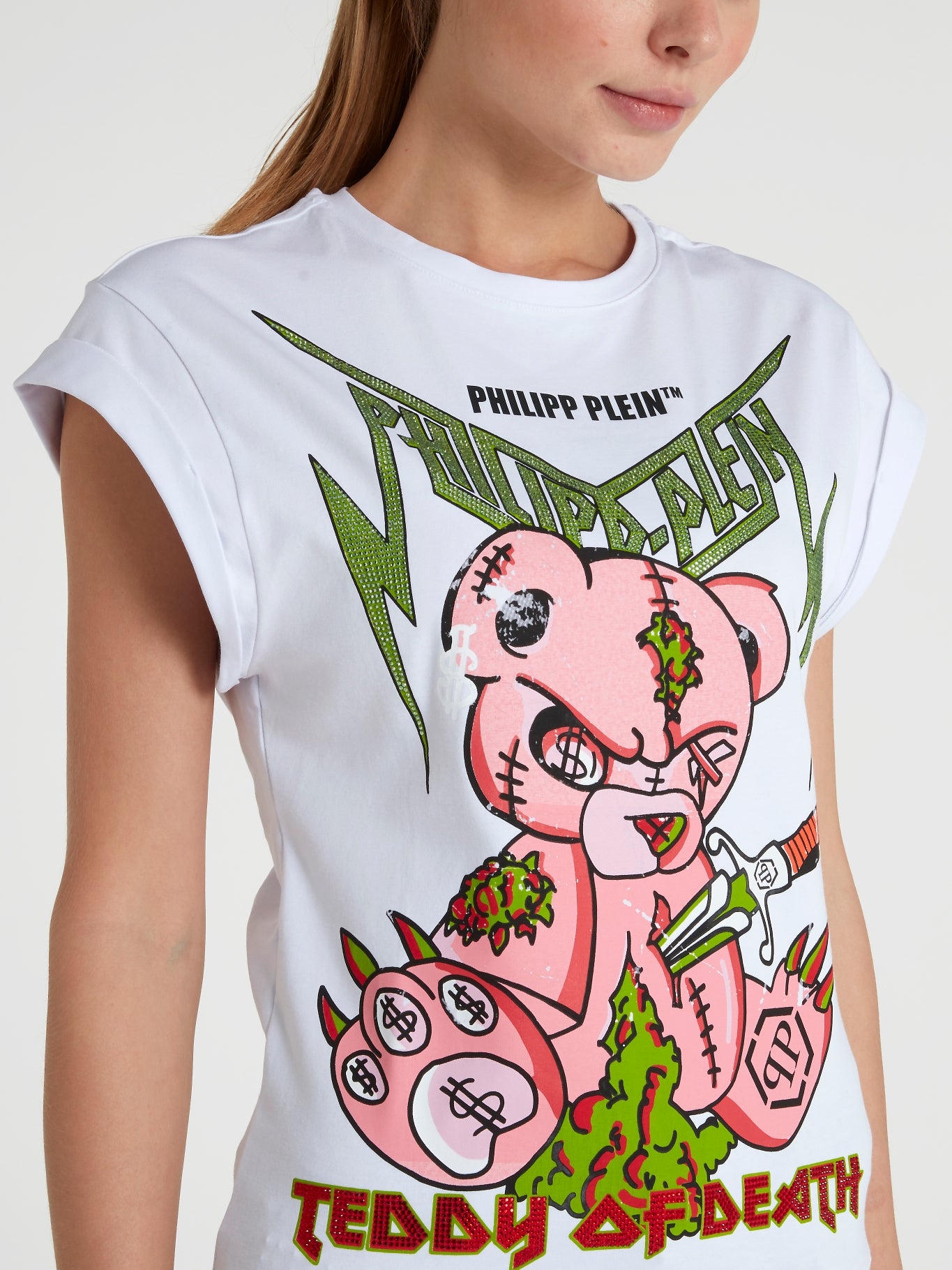 Teddy Bear White Cap Sleeve T-Shirt