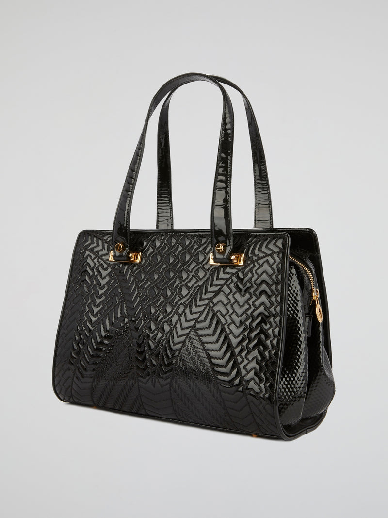 Black Suit Patent Leather Bag