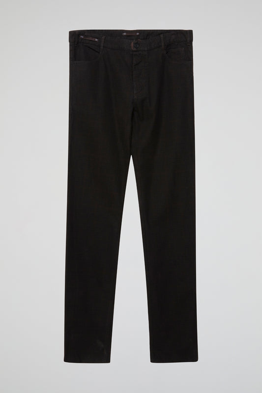 Black Windowpane Straight Cut Jeans