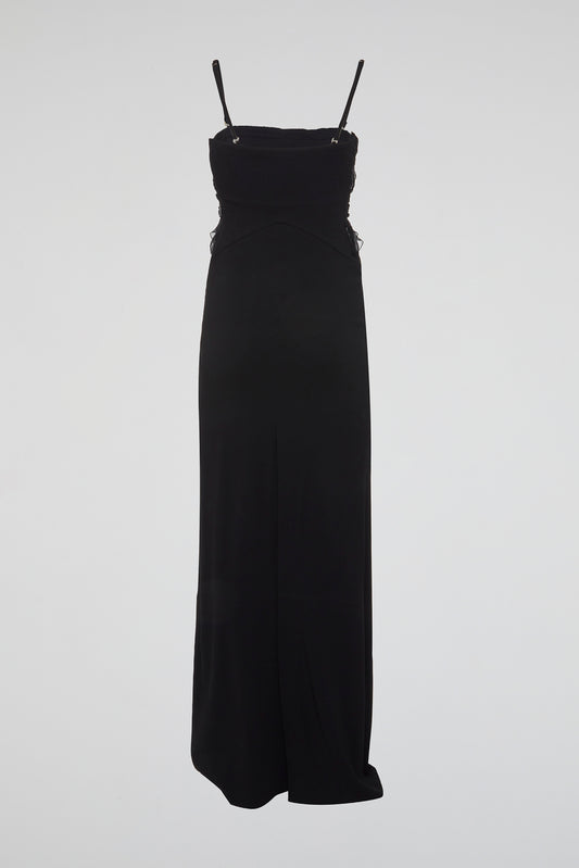 Black Evening Gown with Delicate Spaghetti Straps