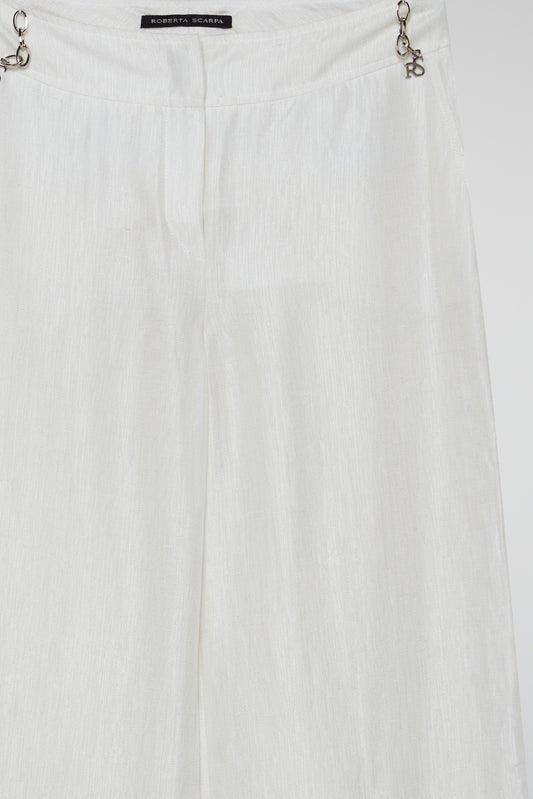White Ivory Wide-Leg Trousers