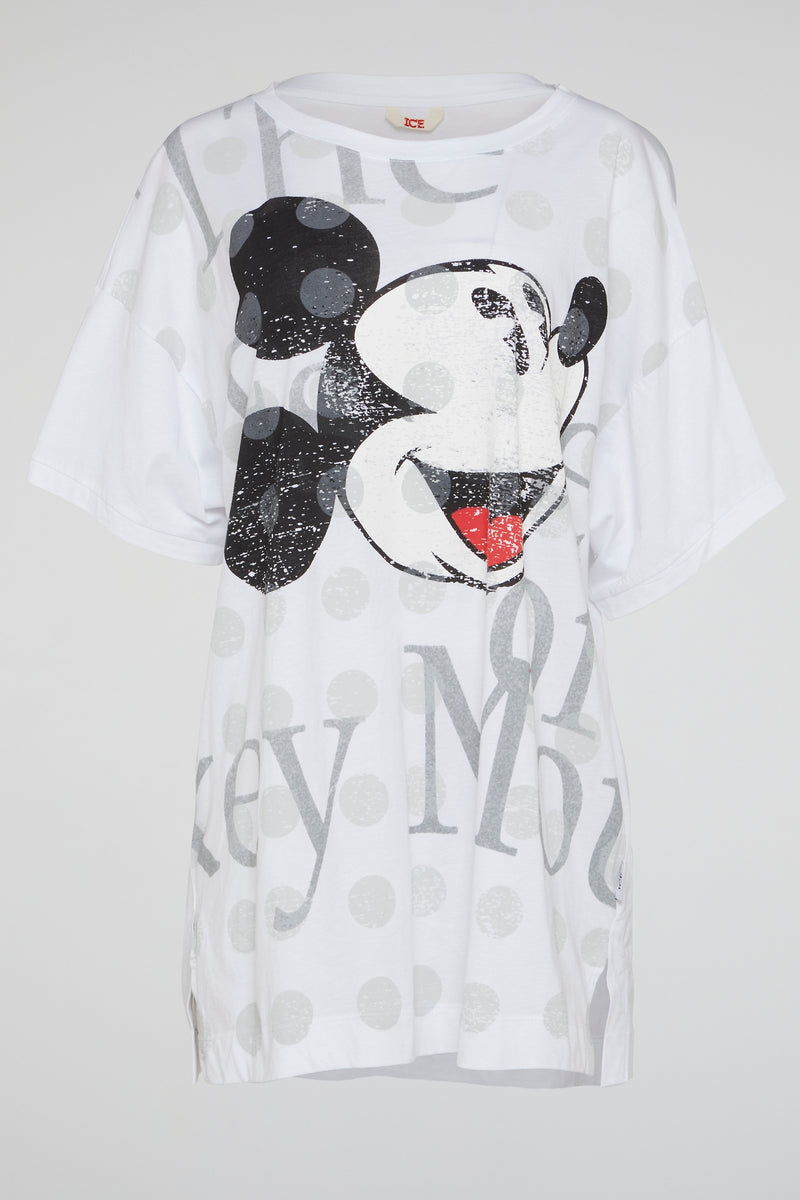 White Retro Mickey Mouse Dot Tee