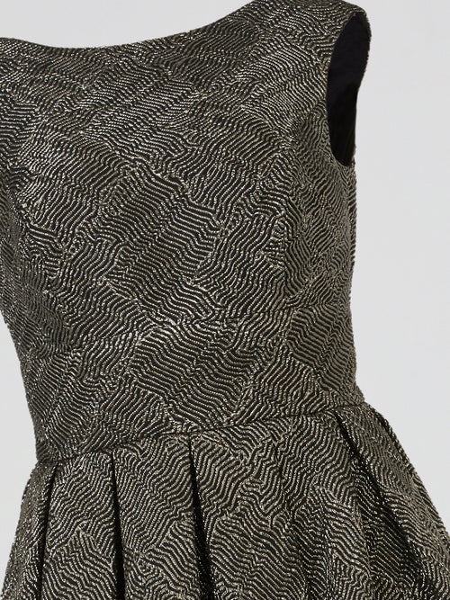 Silver Herringbone Jacquard Dress