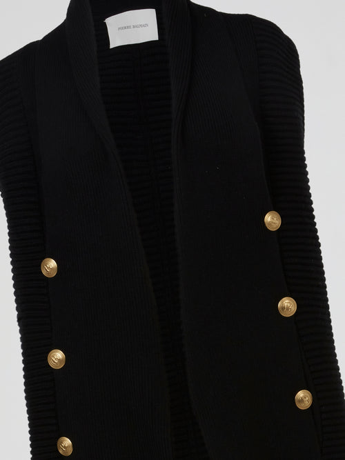 Black Double-Breasted Knit Vest