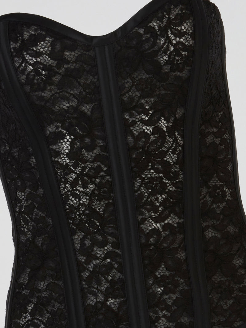 Black Midnight Lace-Up Bustier Corset