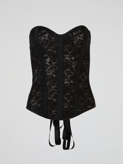 Black Midnight Lace-Up Bustier Corset