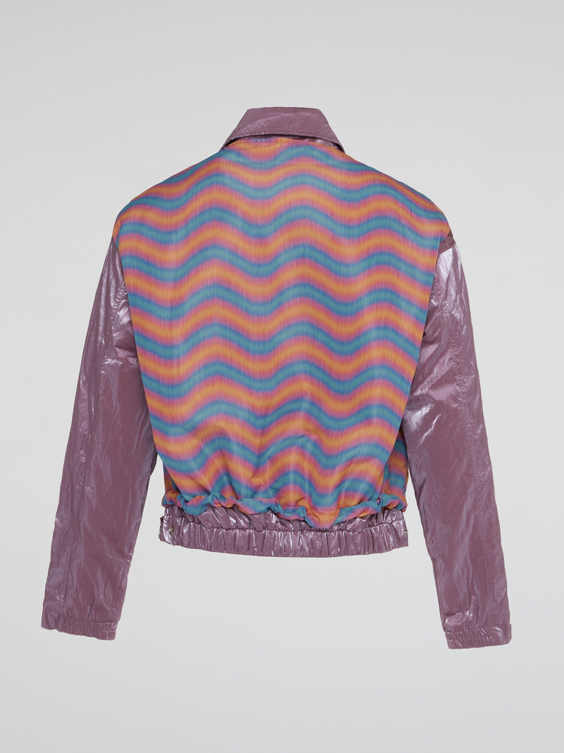 Wavy Rainbow Print Flight Jacket