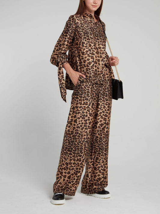 Широкие брюки с леопардовым принтом