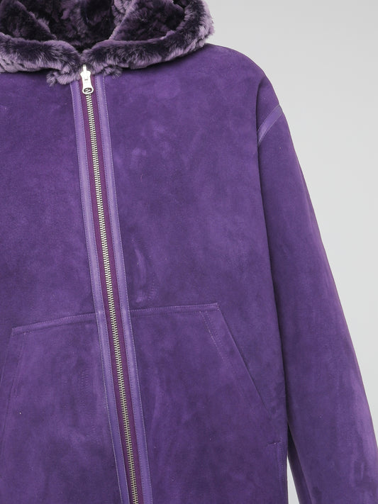 Purple Leo Fur Leather Jacket