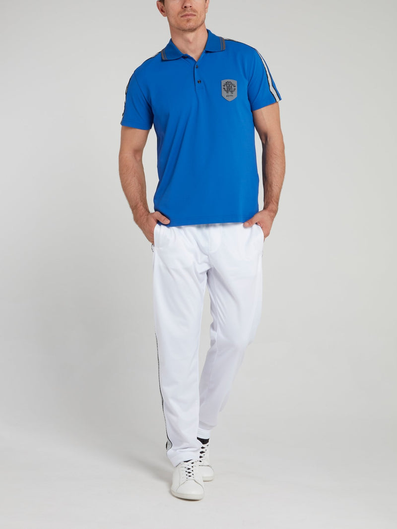 Blue Knitted Logo Polo Shirt