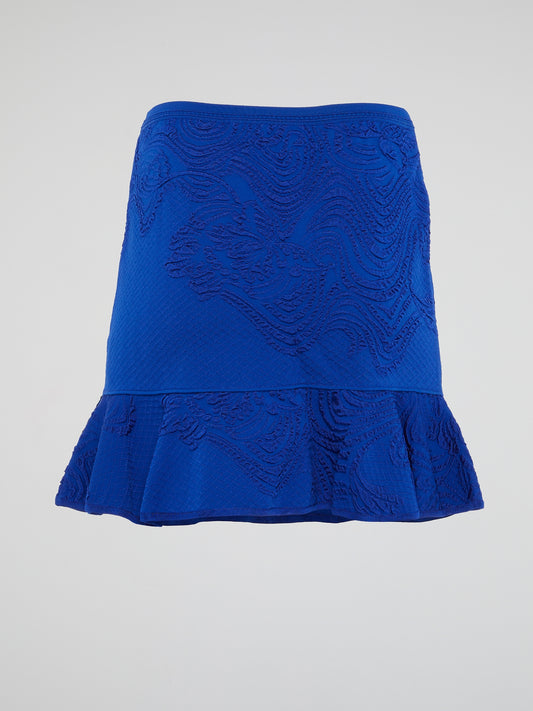 Transport yourself to a world of whimsy and elegance with our Blue Embroidered Flared Skirt by Roberto Cavalli. Crafted with intricate detailing and luxurious materials, this skirt is a showstopper for any occasion. Elevate your style and evoke a sense of confidence and grace with each twirl in this stunning piece.
