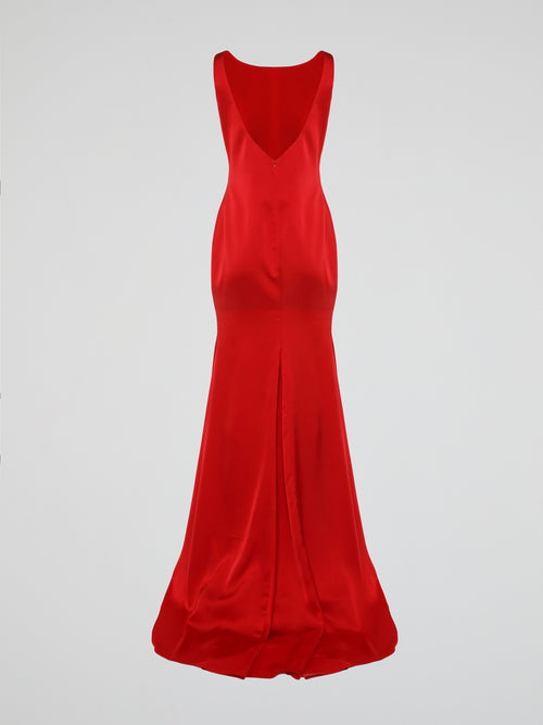 Red Sleeveless Backless Evening Dress
