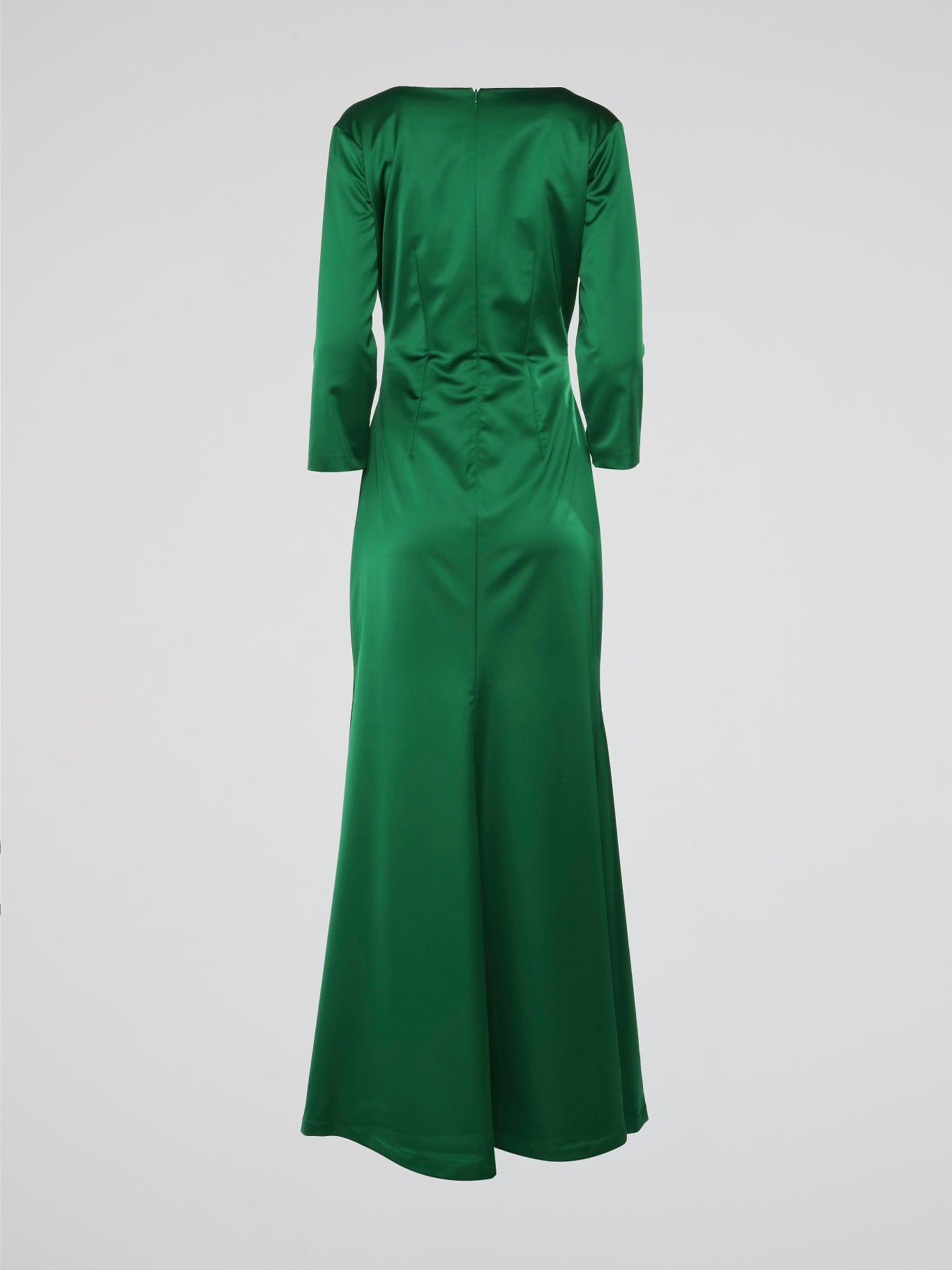 Green V-Neck Long Sleeve Evening Dress