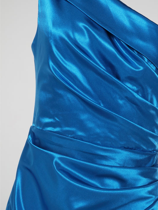 Blue One-Shoulder Evening Dress