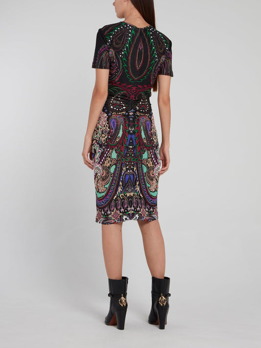 Paisley Print Crewneck Dress