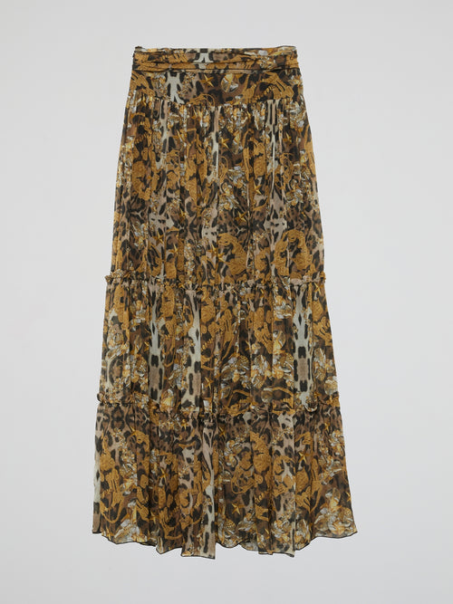 Leopard Brown Maxi Skirt