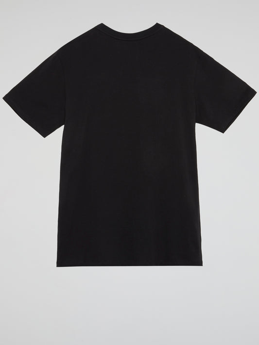 Jet Black Chain Embroidered Tee
