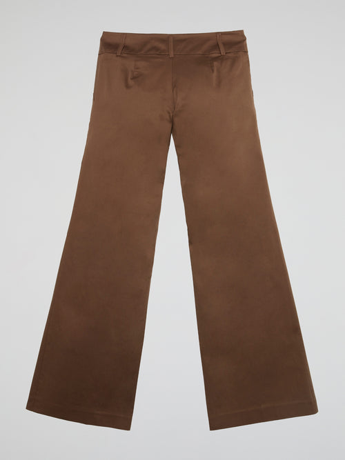 Espresso Brown Tailored Flare Trousers
