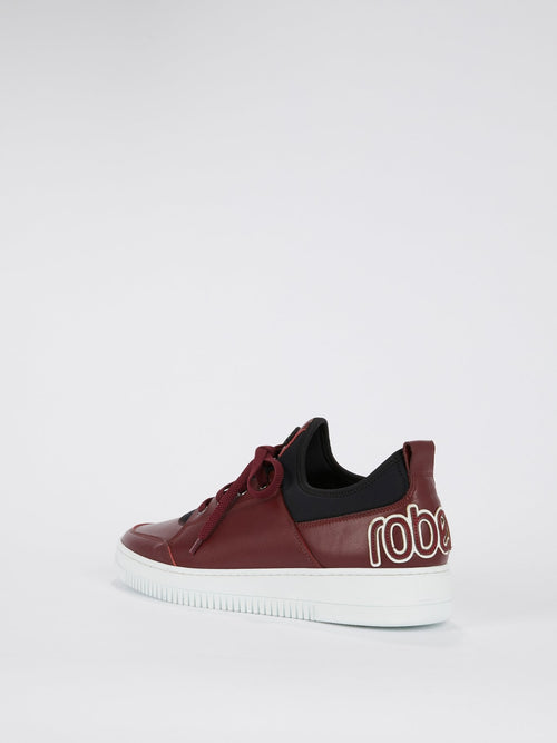 Burgundy Low Top Leather Sneakers