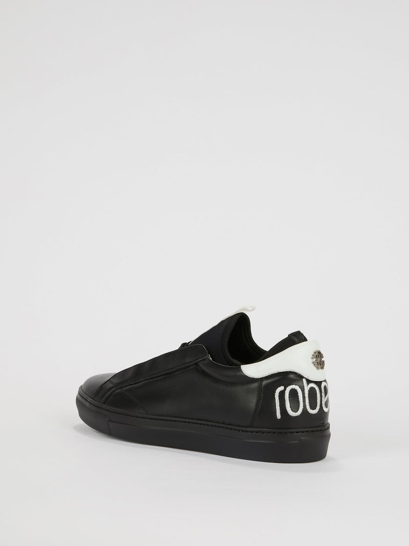 Black Logo Heel Patch Low Top Sneakers