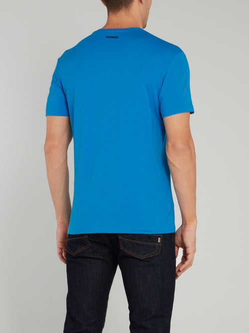 Blue Chevron Cotton T-Shirt