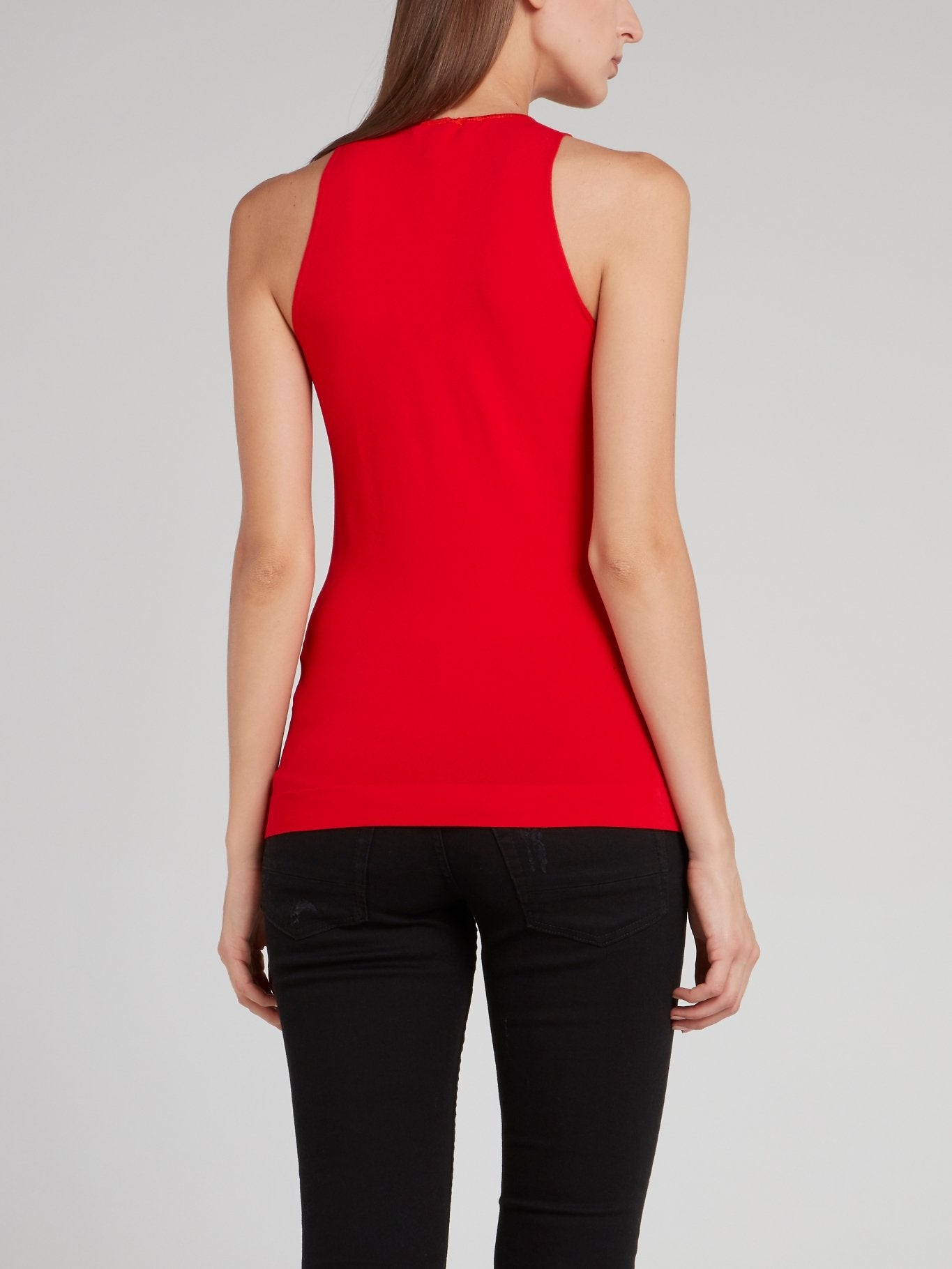 Red Criss Cross Plunge Tank Top