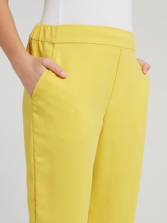Yellow High Waist Tapered Pants