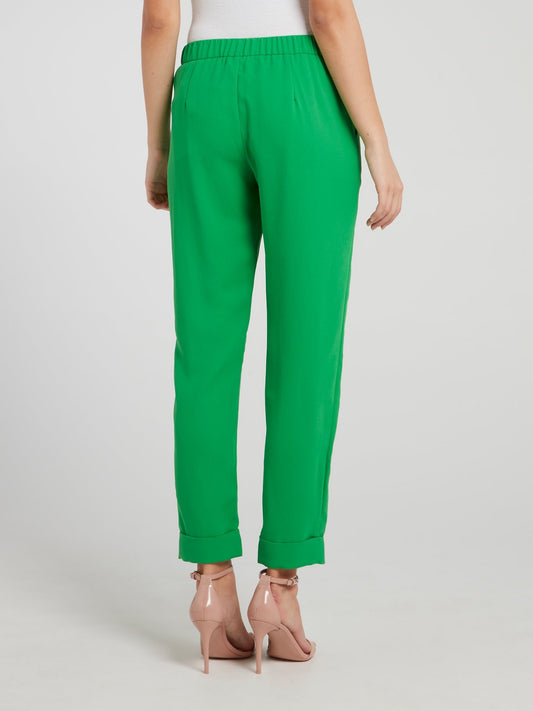 Green High Waist Tapered Pants