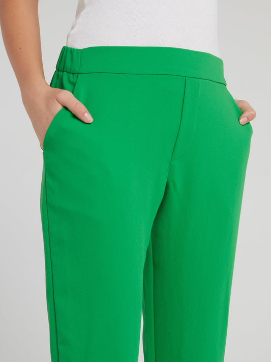 Green High Waist Tapered Pants