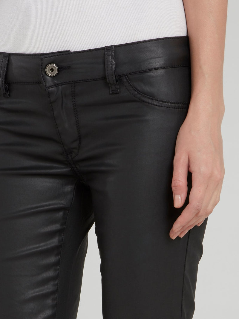 Черные узкие кожаные джинсы