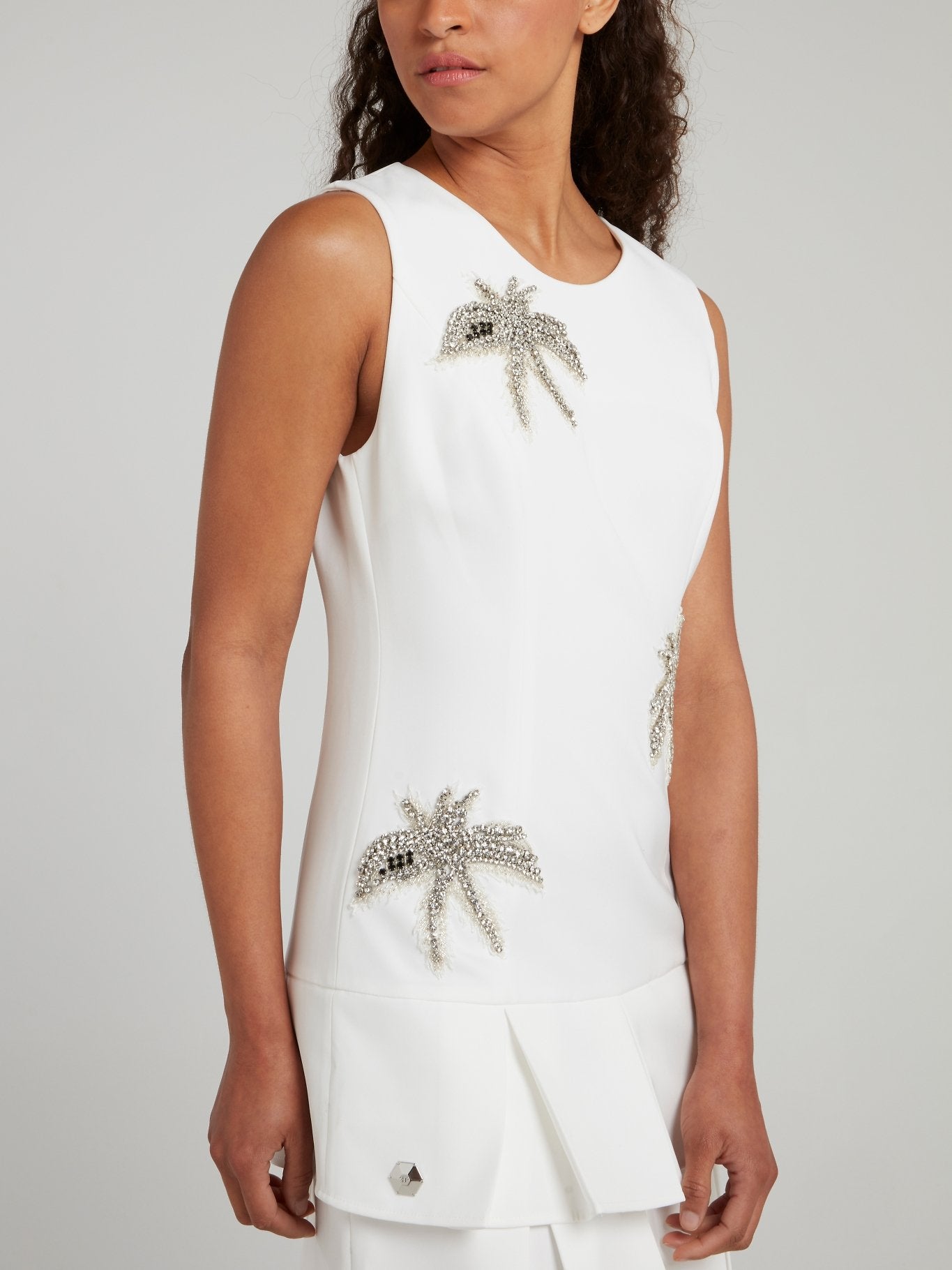 Белое платье-мини с оборками Aloha Plein