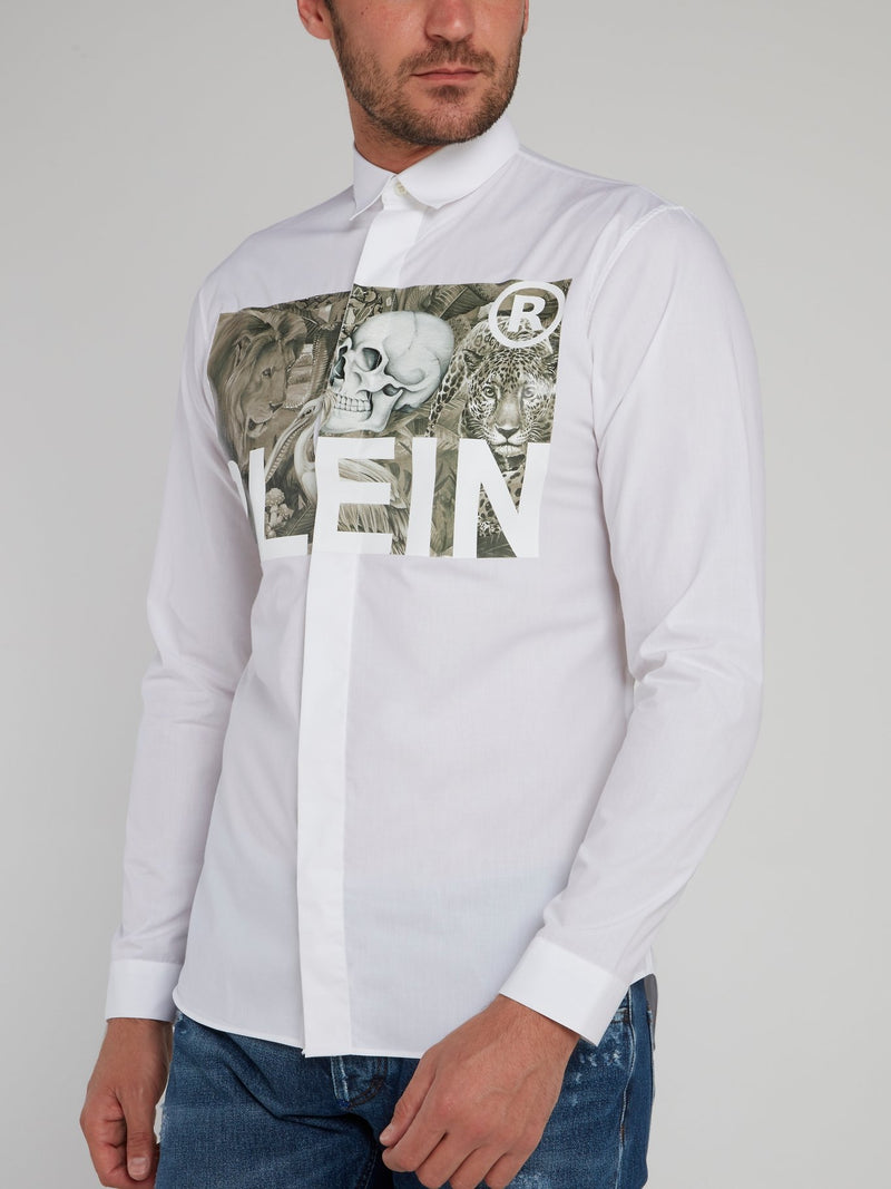 Jungle Print Logo Long Sleeve Shirt