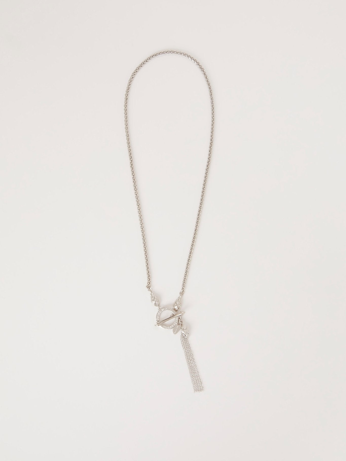 Silver Chain Tassle Toggle Clasp Necklace
