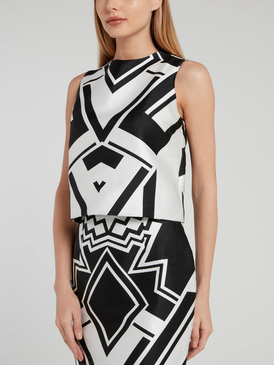 Geometric Sleeveless Cropped Top