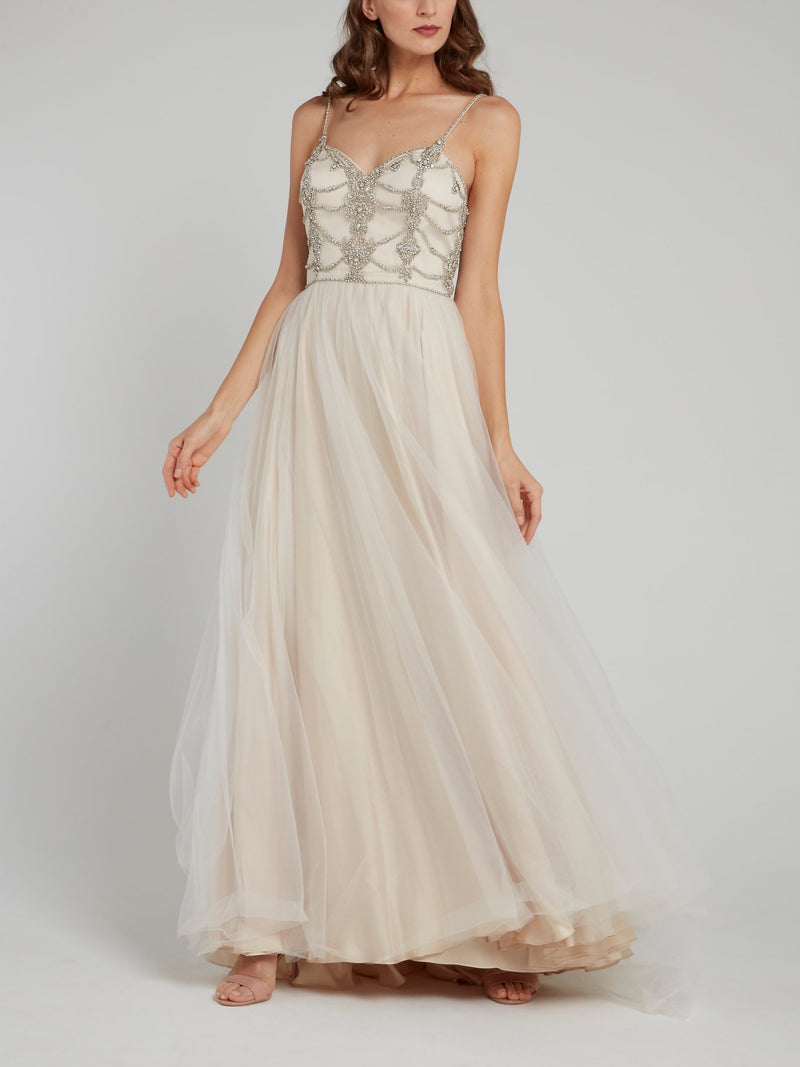 Свадебное платье со стразами на лифе