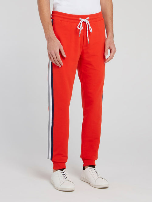 Orange Side Stripe Fleece Pants