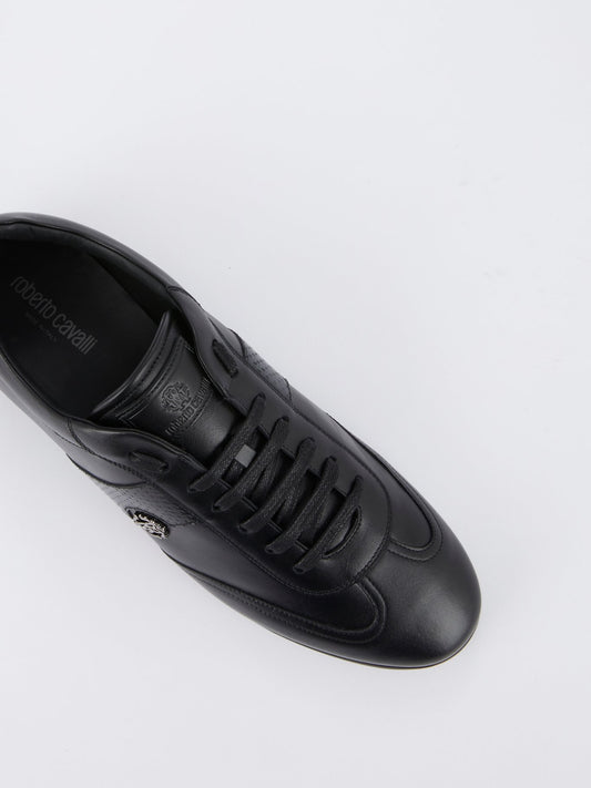 Черные кожаные кроссовки с монограммой RC