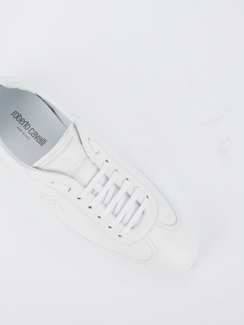 White Low Top Logo Sneakers