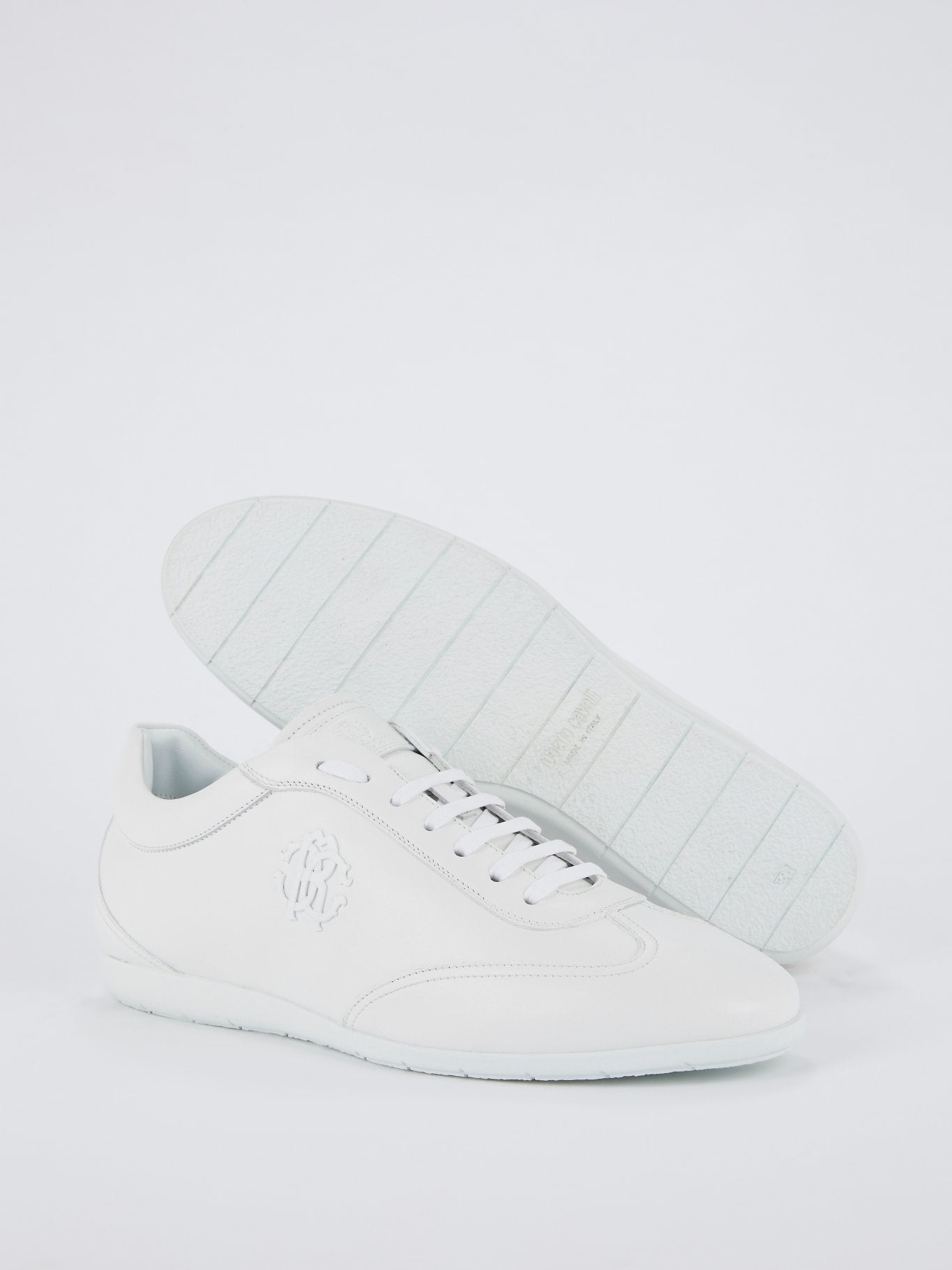 White Low Top Logo Sneakers