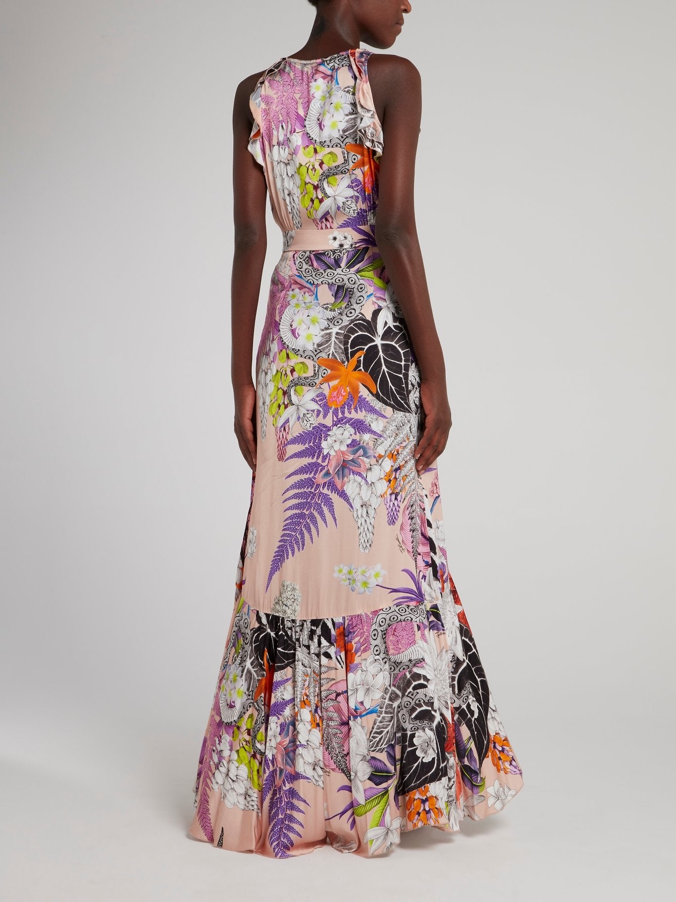 Асимметричное платье с оборками и цветочным принтом