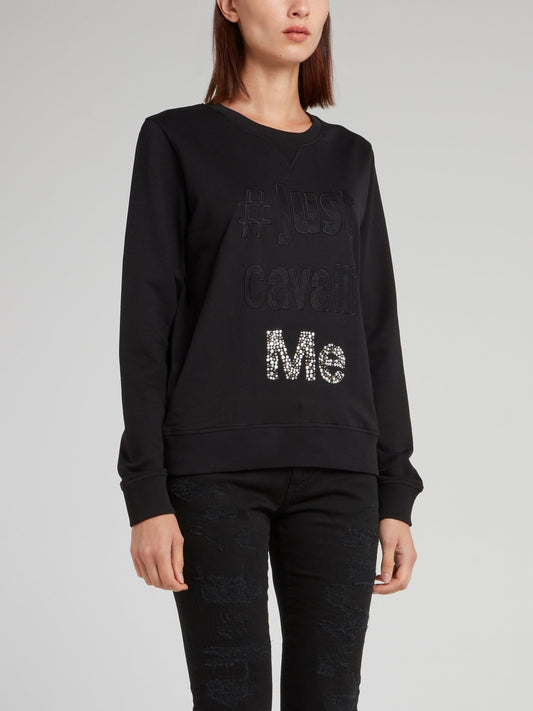 Black Crystal Embellished Sweatshirt