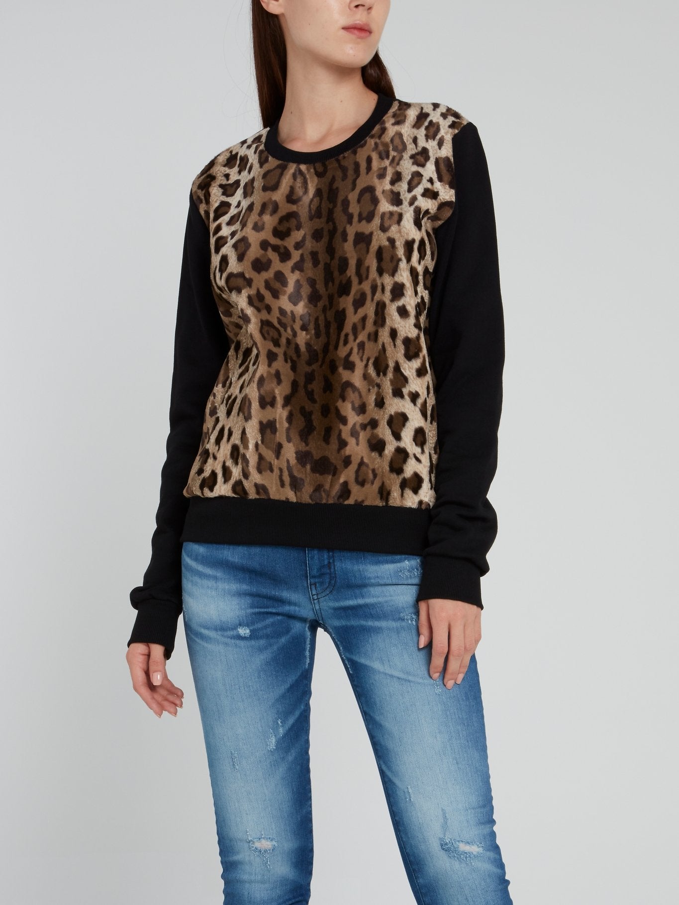 Black Leopard Print Sweatshirt