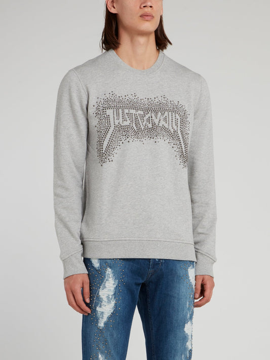 Grey Studded Logo Sweatshirt