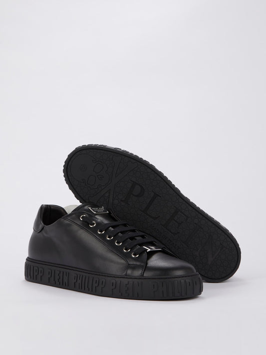 Black Embossed Logo Sole Sneakers