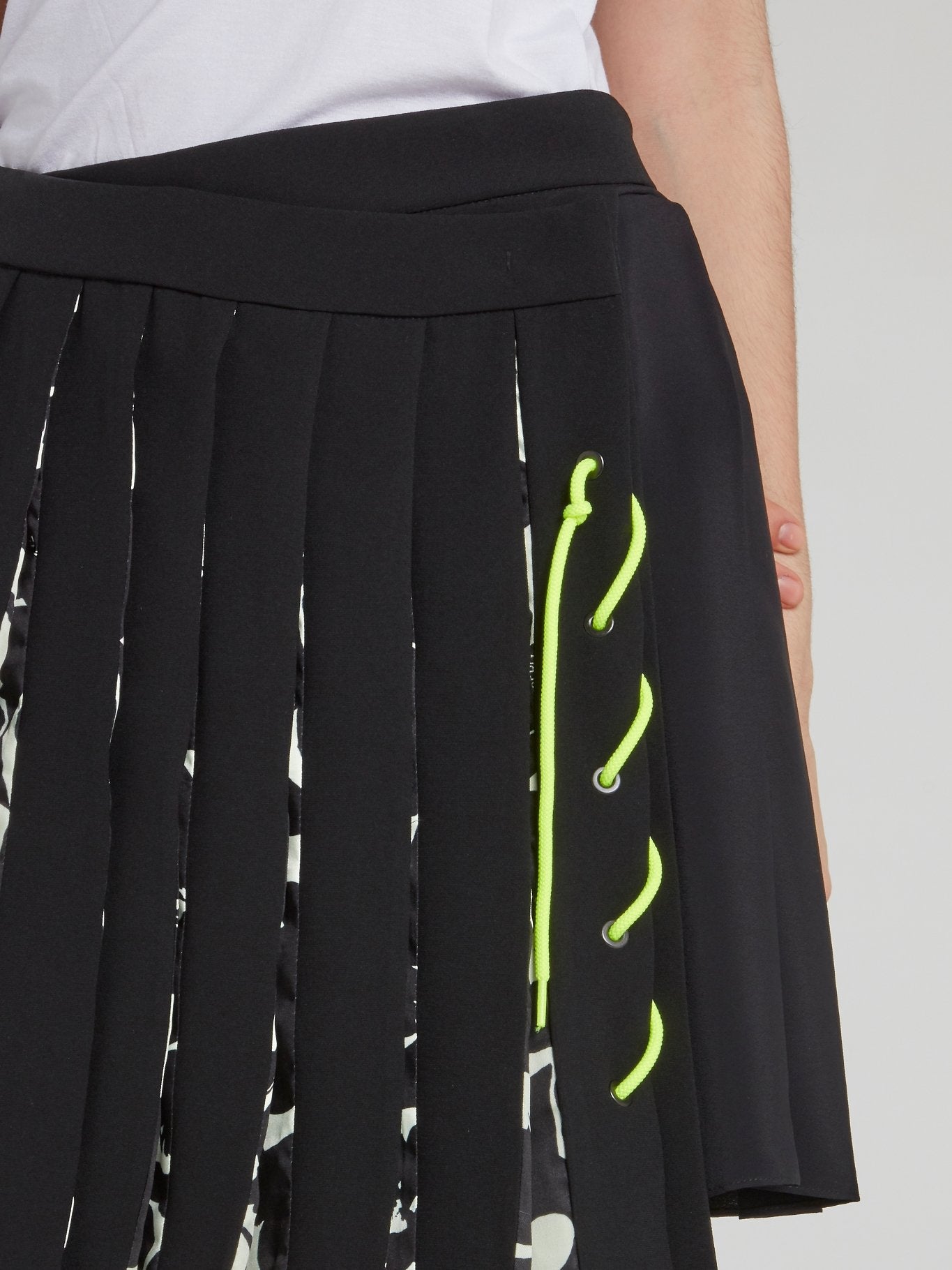 Black Pleated Wrap Mini Skirt