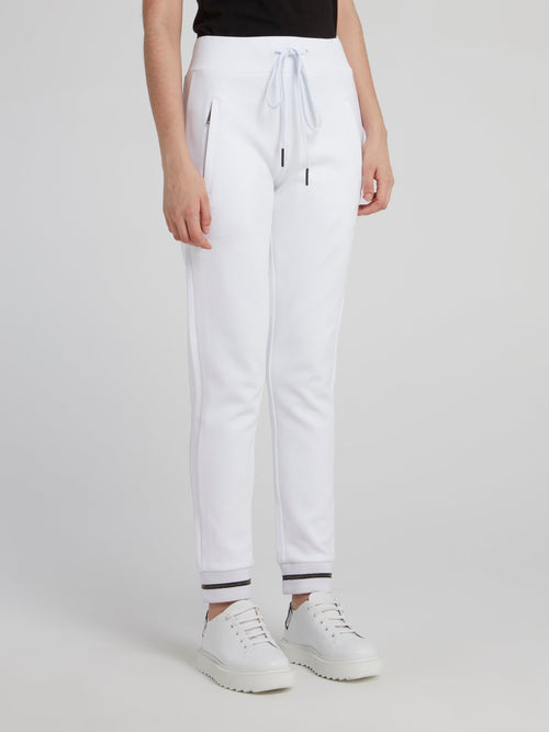 White Cuffed Active Trousers