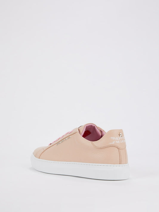 Pink Low Top Leather Sneakers